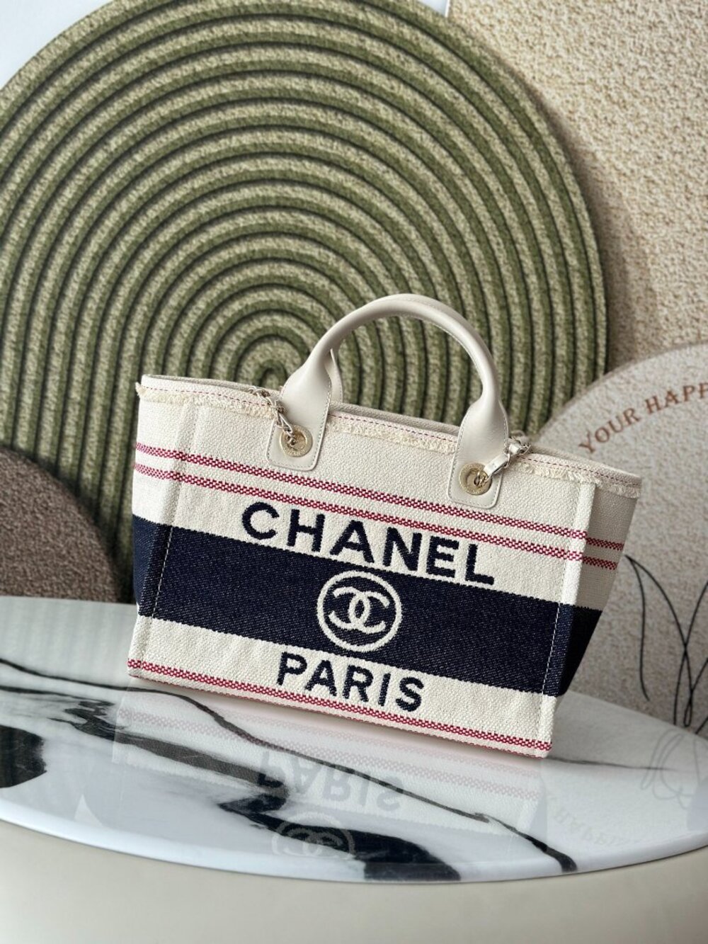 Chanel Tricolor Canvas Deauville Tote